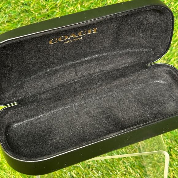 Coach Sunglasses Eyeglasses Black Leather Hard Clamshell Case, Velvet Interior - Picture 6 of 6